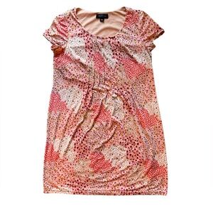 Women’s Colorful Floral Pink Dress Short Sleeve Size Large